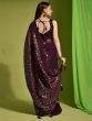 Amazing Maroon Sequins Georgette Party Wear Saree With Blouse 