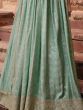 Precious Turquoise Embroidered Jacquard Silk Festival Wear Gown 