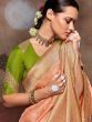 Adorable Peach Zari Weaving Silk Saree With Blouse