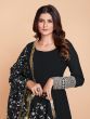 Fabulous Black Georgette Gown with Thread-Embroidered Dupatta
