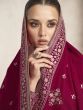 Engaging Magenta Pink Embroidery Silk Festive Wear Salwaar Suit