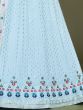 Astonishing Sky-Blue Embroidered Georgette Marriage Wear Lehenga Choli