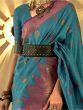 Glamorous Blue Zari Woven Handloom Silk Reception Wear Saree
