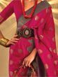 Prodigious Dark Pink Heavy Weaving Handloom Silk Sangeet Wear Saree