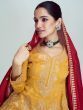 Marvelous Yellow Sequins Work Silk Salwar Suit With Dupatta