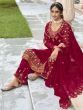Stunning Pink Embroidered Georgette Occasion Wear Palazzo Suits