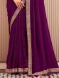 Mesmerizing Wine Heavy Lace Work Vichitra Silk Saree With Blouse