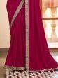 Alluring Rani Pink Heavy Lace Work Vichitra Silk Wedding Wear Saree