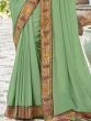 Fascinating Mint Green Heavy Lace Work Silk Function Wear Saree