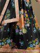 Marvelous Black Floral Printed Georgette Event Wear Gown With Dupatta
