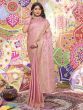 Awesome Pink Zarkan Work Satin Sangeet Wear Saree With Blouse
