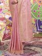 Awesome Pink Zarkan Work Satin Sangeet Wear Saree With Blouse