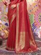 Amazing Red Zarkan Work Satin Wedding Wear Saree With Blouse