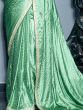Enchanting Sea-Green Zari Weaving Satin Event Wear Saree With Blouse