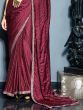 Charming Maroon Zari Weaving Satin Wedding Wear Saree With Blouse