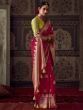 Bewitching Red Zari Weaving Georgette Wedding Saree With Blouse 