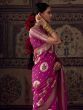 Stunning Rani Pink Zari Woven Georgette Traditional Saree With Blouse 