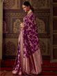 Adorable Purple Zari Weaving Georgette Wedding Saree With Blouse 
