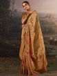 Captivating Cream Floral Printed Silk Festival Wear Saree With Blouse