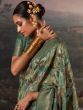 Enchanting Teal Green Floral Printed Silk Event Wear Saree With Blouse