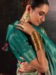 Gorgeous Sea Green Floral Printed Silk Function Wear Saree With Blouse
