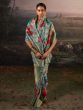 Memorable Sky-Blue Floral Printed Silk Festival Wear Saree With Blouse