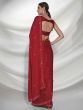 Beautiful Red Swarovski work Satin Wedding Wear Saree With Blouse
