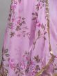 Tantalizing Pink Floral Printed Organza Party Wear Saree With Blouse
