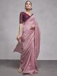 Astonishing Dusty Pink Georgette Event Wear Plain Saree With Blouse