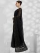 Great Black Swarovski Work Chiffon Reception Wear Saree With Blouse