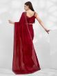 Bewitching Red Swarovski Work Satin Party Wear Saree With Blouse
