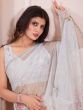 Astonishing White Floral Printed Organza Party Wear Saree With Blouse