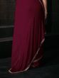 Stunning Maroon Zircon Work Satin Event Wear Saree With Blouse