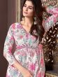 Gorgeous White Floral Printed Rayon Function Wear Salwar Suit