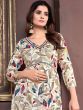 Pretty Off-White & Red Floral Printed Rayon Traditional Salwar Kameez