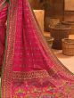 Glamorous Rani Pink Mirror Work Banarasi Silk Wedding Wear Saree