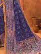 Bewitching Blue Mirror Work Banarasi Silk Festival Wear Saree 