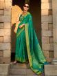 Enchanting Teal Green Zari Weaving Silk Function Wear Saree