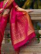 Stunning Rani Pink Zari Weaving Silk Event Wear Saree With Blouse