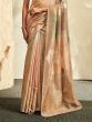 Beautiful Light Brown Thread work Silk Traditional Saree With Blouse