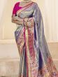 Alluring Blue Zari Weaving Silk Function Wear Paithani Saree With Blouse 