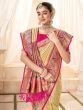 Captivating Beige Zari Weaving Silk Wedding Paithani Saree With Blouse