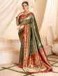 Captivating Olive Green Zari Weaving Silk Wedding Wear Paithani Saree