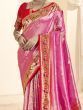 Astonishing Pink Zari Weaving Silk Traditional Paithani Saree With Blouse