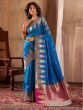 Mesmerizing Blue Zari Weaving Banarasi Silk Event Wear Saree