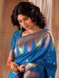 Mesmerizing Blue Zari Weaving Banarasi Silk Event Wear Saree