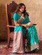 Captivating Teal Green Zari Weaving Banarasi Silk Saree With Blouse
