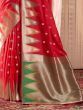 Beautiful Red Zari Weaving Banarasi Silk Wedding Wear Saree With Blouse
