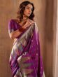 Attractive Purple Zari Weaving Banarasi Silk Function Wear Saree