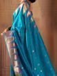 Stunning Light Blue Zari Weaving Silk Event Wear Saree With Blouse